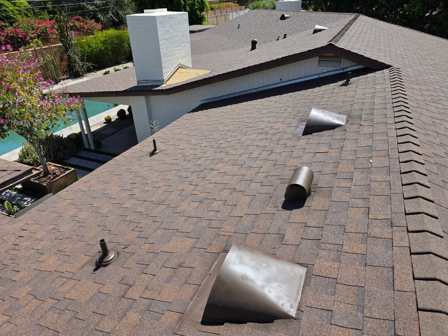 Vents installed on a new shingle roof